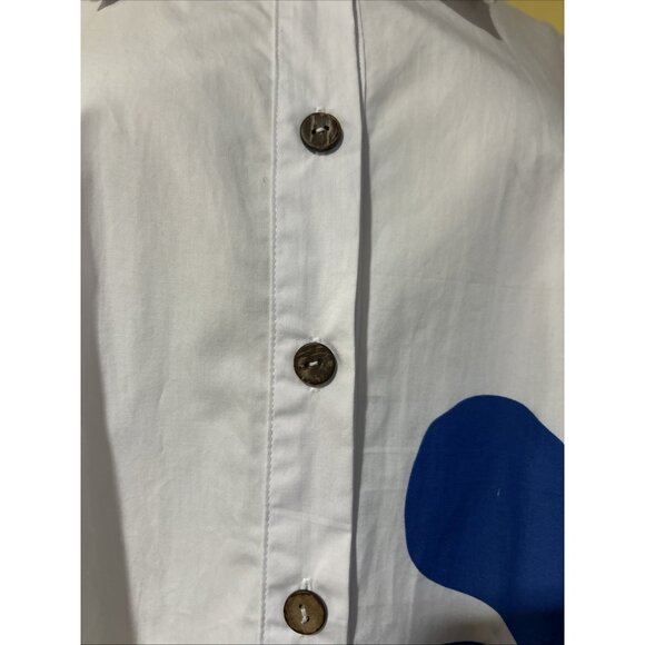 Art To Wear Cupcake International Floral Abstract L 100% Cotton Jacket Shirt - Picture 11 of 13